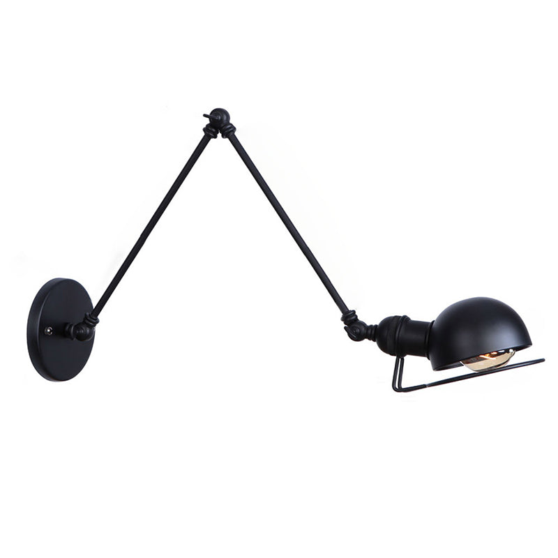 Lampe murale du bras swing en métal vintage avec nuance de bol à 1 feu de style industriel.