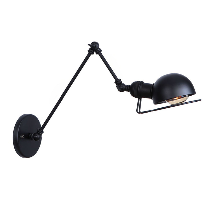 Lampe murale du bras swing en métal vintage avec nuance de bol à 1 feu de style industriel.