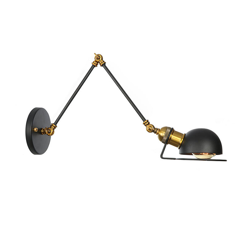 Lampe murale du bras swing en métal vintage avec nuance de bol à 1 feu de style industriel.