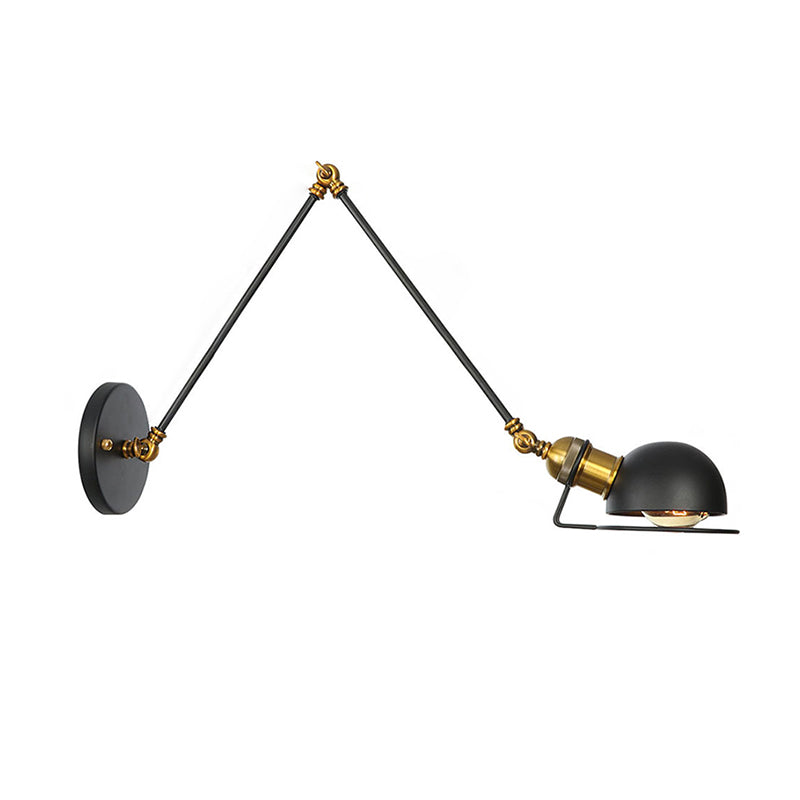 Lampe murale du bras swing en métal vintage avec nuance de bol à 1 feu de style industriel.