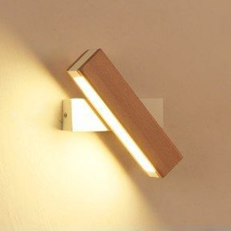 Lámpara de pared rectangular moderna madera de madera 1 apliques de luz