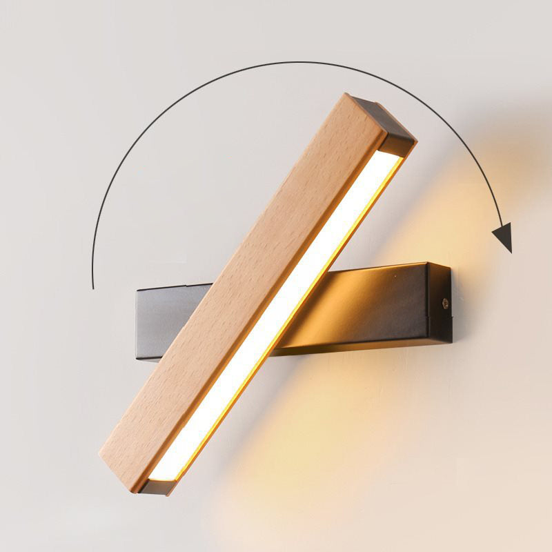 Lámpara de pared rectangular moderna madera de madera 1 apliques de luz