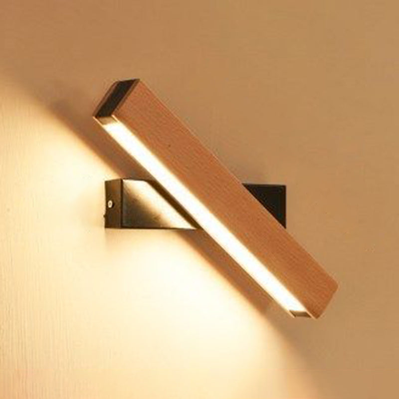 Lámpara de pared rectangular moderna madera de madera 1 apliques de luz