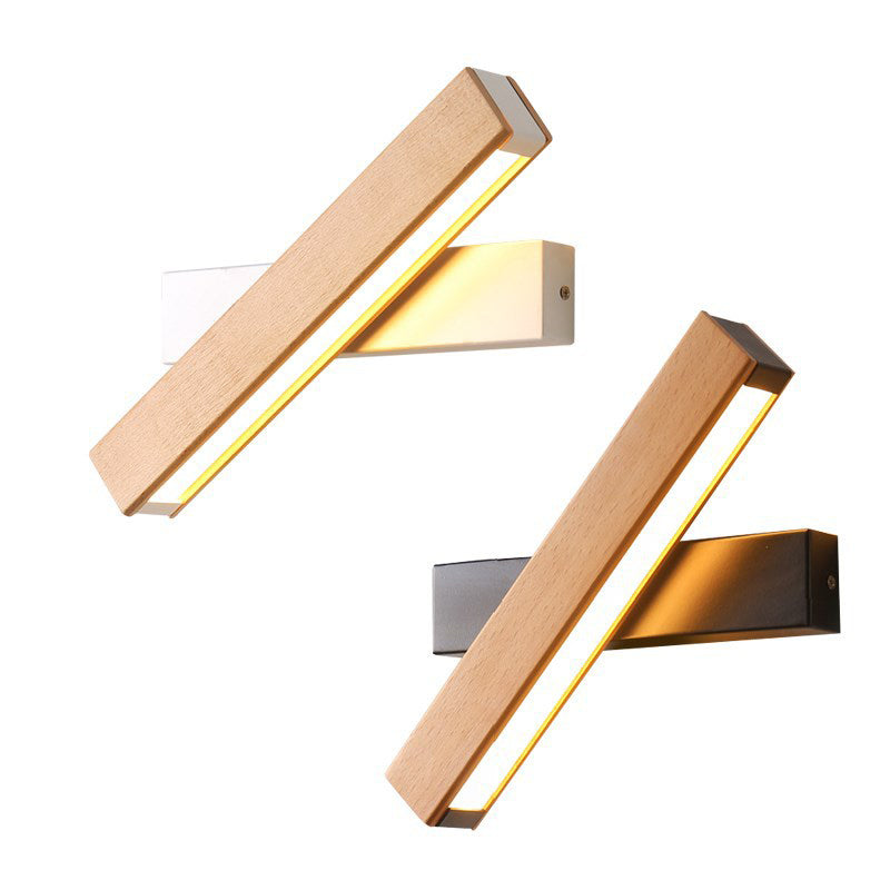 Lámpara de pared rectangular moderna madera de madera 1 apliques de luz