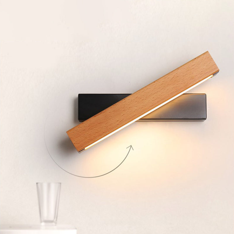 Lámpara de pared rectangular moderna madera de madera 1 apliques de luz
