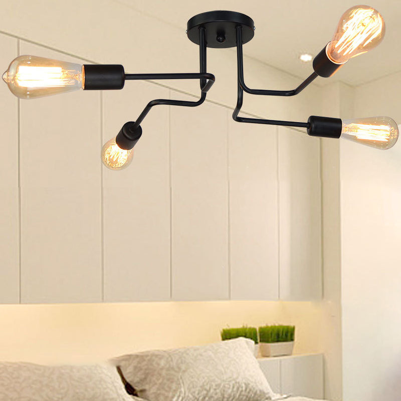 Antique Angled Tangle Semi Flush Ceiling Lights Metal Semi Flush Light Fixtures for Dining Room and Kitchen