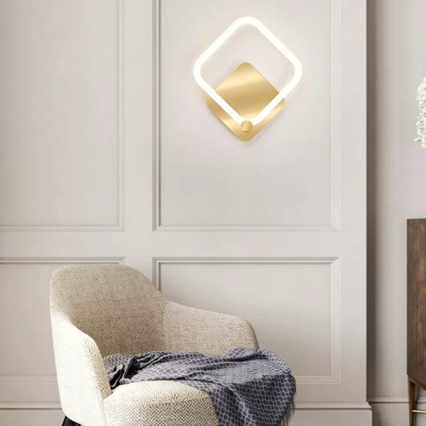 Gold Led Wall Sconce Lighting Modern Style Acrylic Ultra-thin Wall Light for Bedroom Living Room