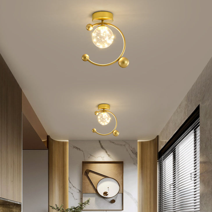 Plafonnier encastré sphérique moderne en verre transparent pour couloir LED