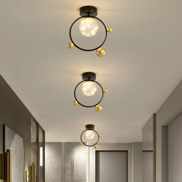 Plafonnier encastré sphérique moderne en verre transparent pour couloir LED