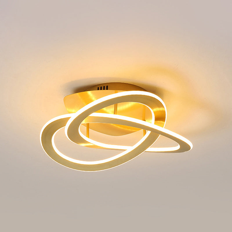 21,5 "/29.5" W Iluminación de techo de dormitorio LED Blanco/Oro de montaje de punto de montaje de luz con sombra acrílica de bucle en luz cálida/blanca