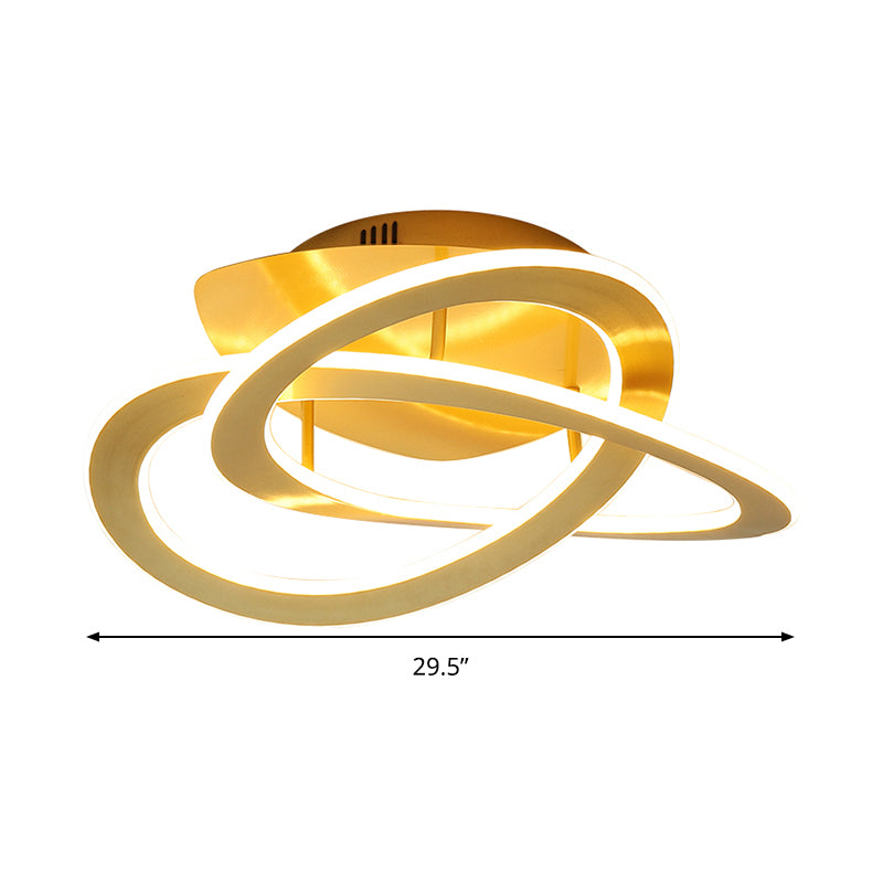 21,5 "/29.5" W Iluminación de techo de dormitorio LED Blanco/Oro de montaje de punto de montaje de luz con sombra acrílica de bucle en luz cálida/blanca