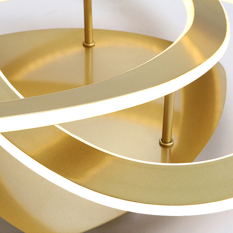 21,5 "/29.5" W Iluminación de techo de dormitorio LED Blanco/Oro de montaje de punto de montaje de luz con sombra acrílica de bucle en luz cálida/blanca