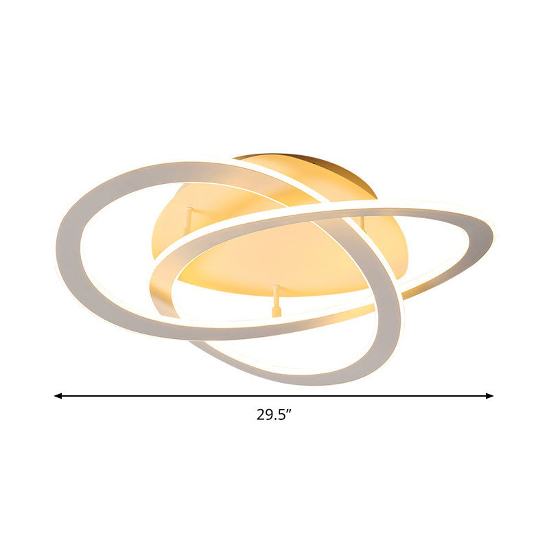 21,5 "/29.5" W Iluminación de techo de dormitorio LED Blanco/Oro de montaje de punto de montaje de luz con sombra acrílica de bucle en luz cálida/blanca