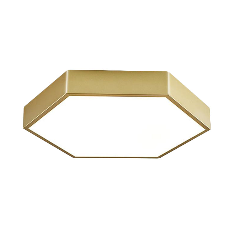 16"/19.5" W LED Living Room Ceiling Mounted Light Gold Flush Light Fixture with Hexagon Metal Shade