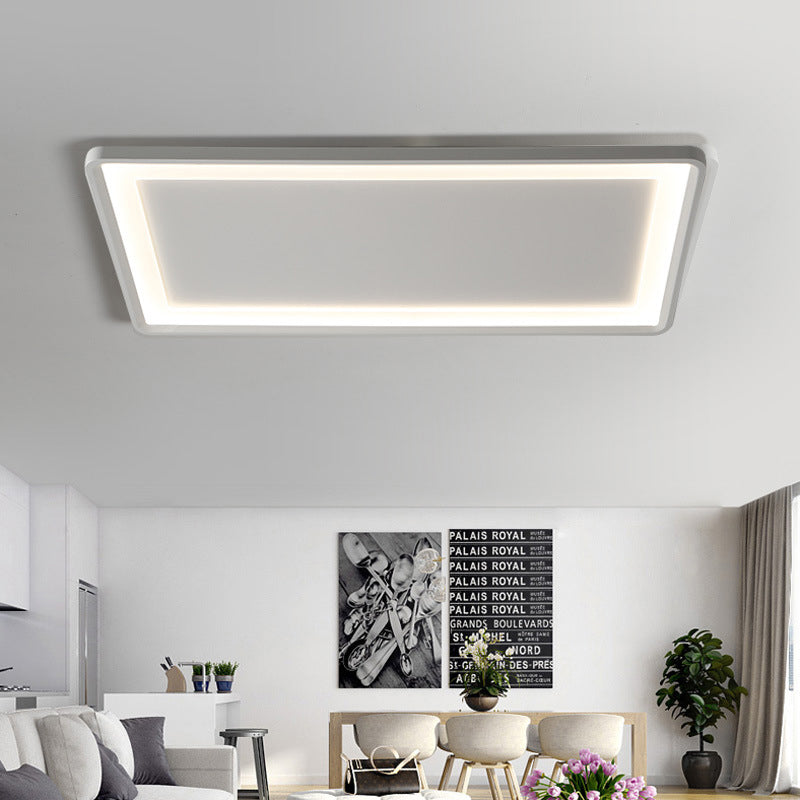 35.5"/43" W White Rectangle Ceiling Lighting Simple Frosted Acrylic Shade LED Flush Lamp in Warm/White Light/Remote Control Stepless Dimming