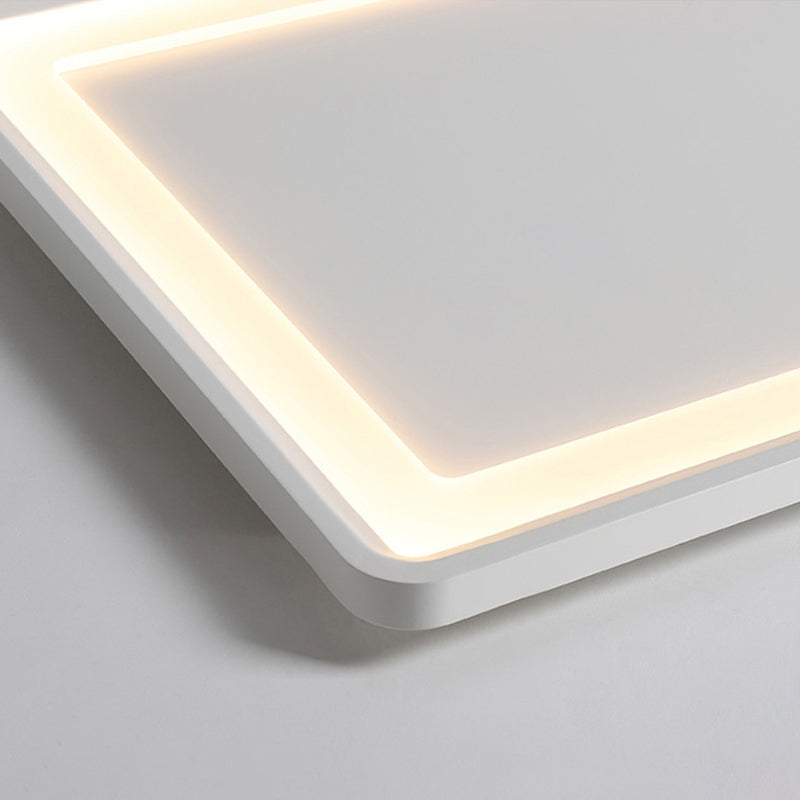35.5"/43" W White Rectangle Ceiling Lighting Simple Frosted Acrylic Shade LED Flush Lamp in Warm/White Light/Remote Control Stepless Dimming
