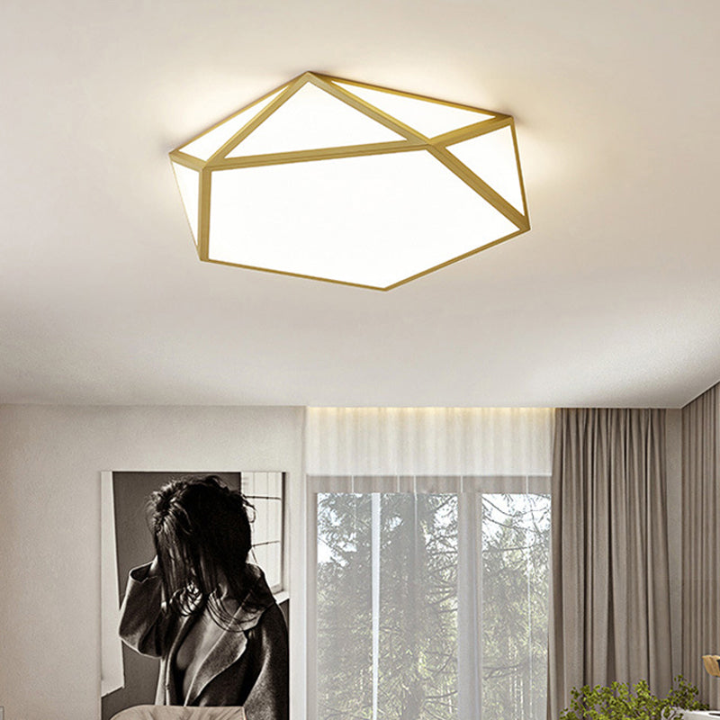 16.5"/20.5" Wide Gold Pentagon Ceiling Light Nordic LED Acrylic Flush Mount Lamp for Bedroom
