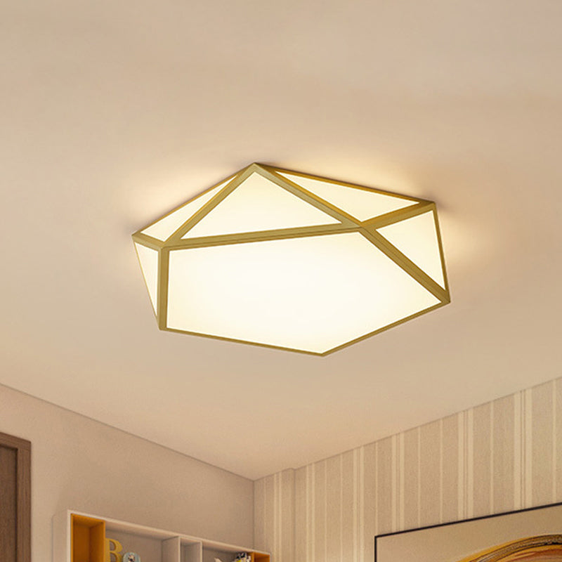 16.5"/20.5" Wide Gold Pentagon Ceiling Light Nordic LED Acrylic Flush Mount Lamp for Bedroom