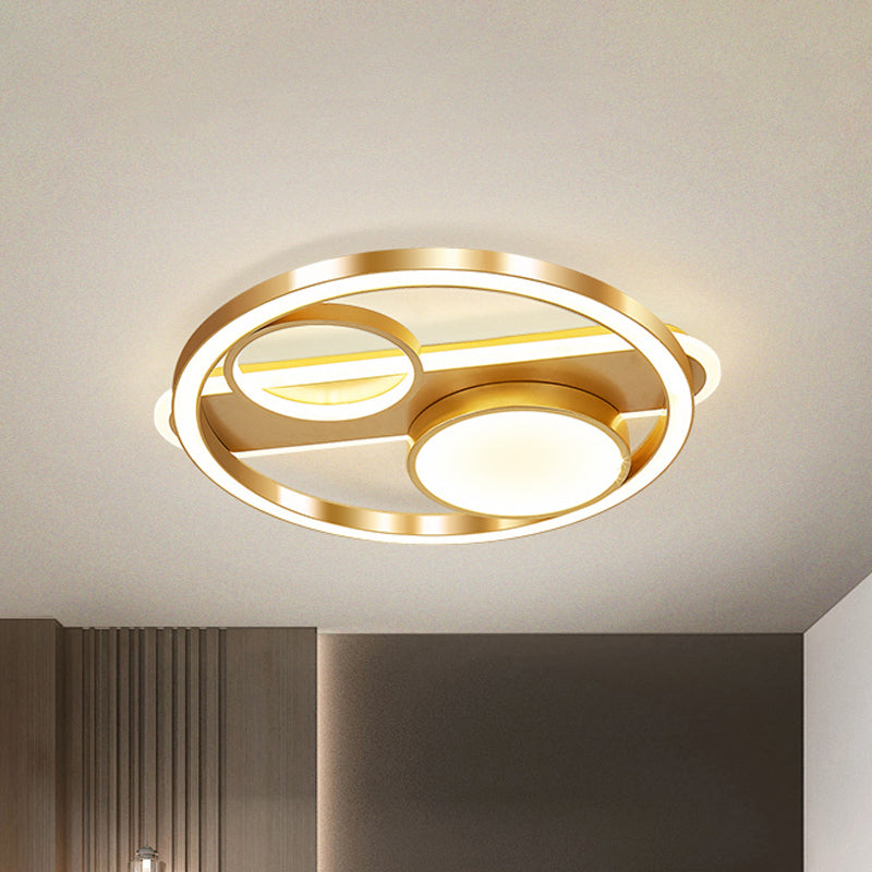 18"/23.5" W Gold Round Ceiling Light Nordic LED Acrylic Flush Mount Lamp in Warm/White Light for Living Room