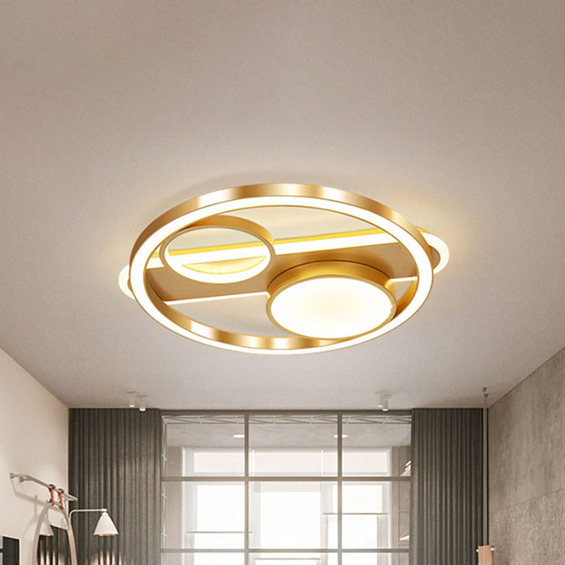 18"/23.5" W Gold Round Ceiling Light Nordic LED Acrylic Flush Mount Lamp in Warm/White Light for Living Room