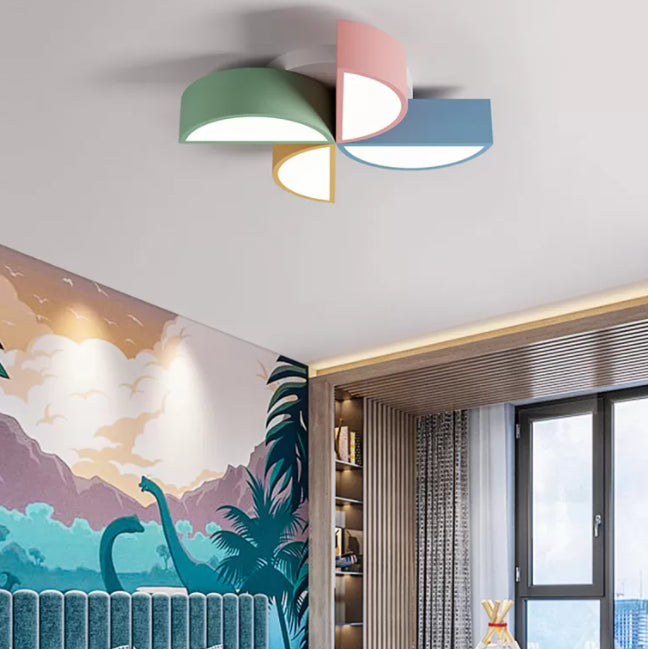 LED Bedroom Flush Mount Light Fixture Macaron Multi-Color Flush Ceiling Light with Windmill Acrylic Shade