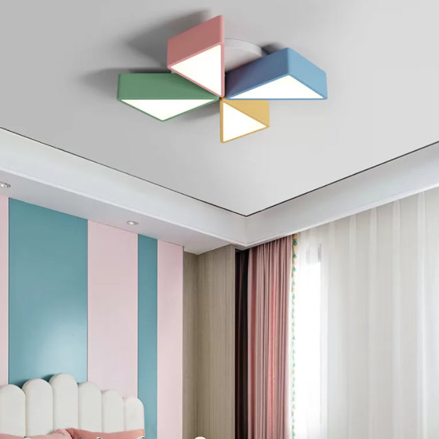 LED Bedroom Flush Mount Light Fixture Macaron Multi-Color Flush Ceiling Light with Windmill Acrylic Shade