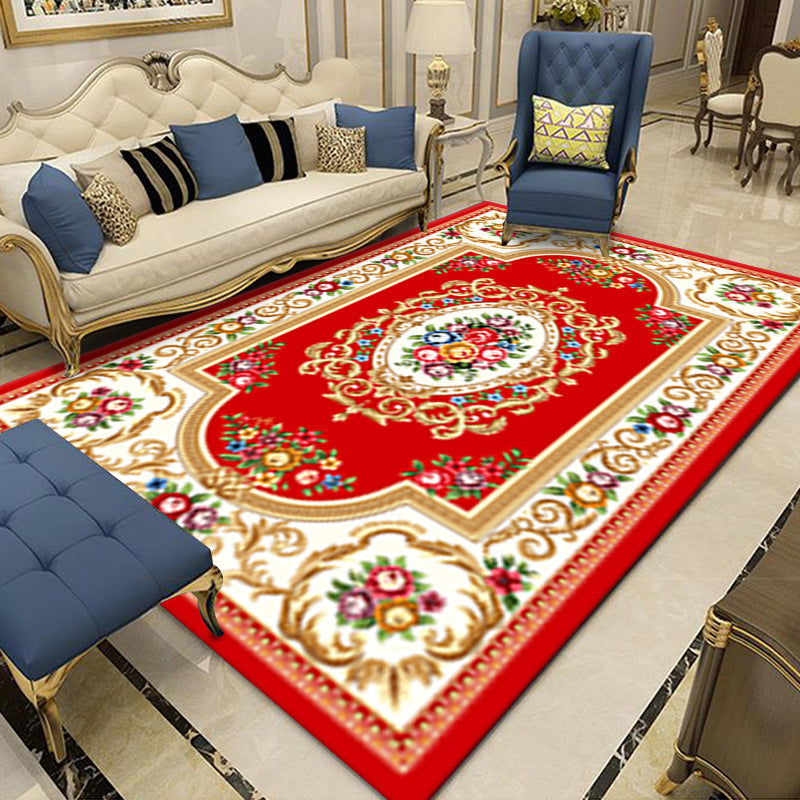 Tapis à imprimé floral aux couleurs vives Mid-Century Classic Classic Indoor tapis lavable convivial en polyester pour décoration intérieure