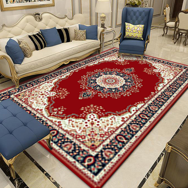Tapis à imprimé floral aux couleurs vives Mid-Century Classic Classic Indoor tapis lavable convivial en polyester pour décoration intérieure