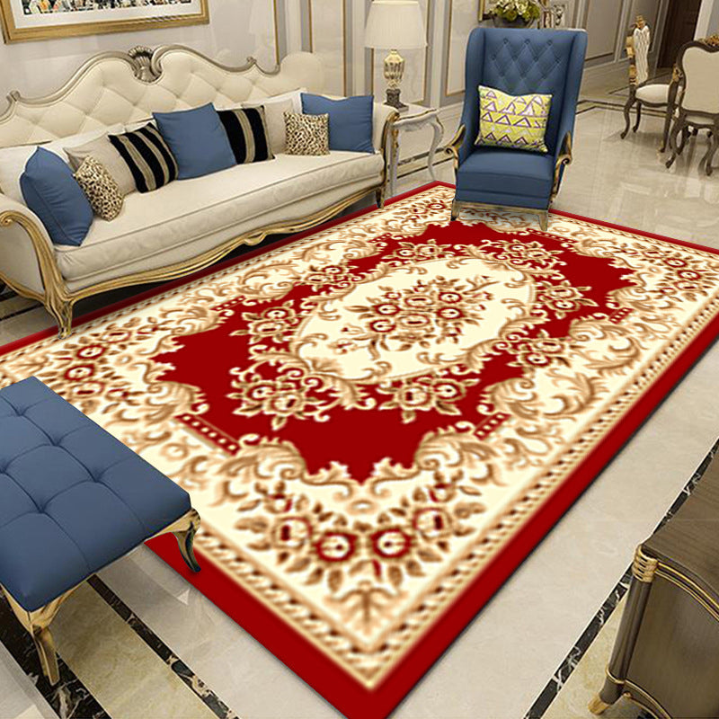 Tapis à imprimé floral aux couleurs vives Mid-Century Classic Classic Indoor tapis lavable convivial en polyester pour décoration intérieure