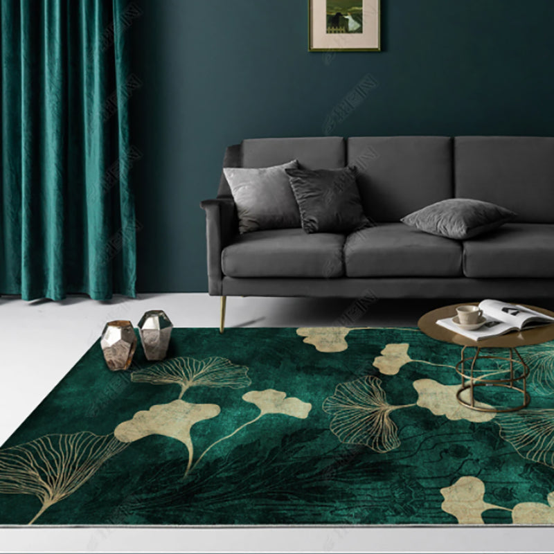 Dunkle Farbe Moderner Indoor Teppich Polyester Ginkgo Biloba Print Teppich Easy Care Teppich für die Heimdekoration