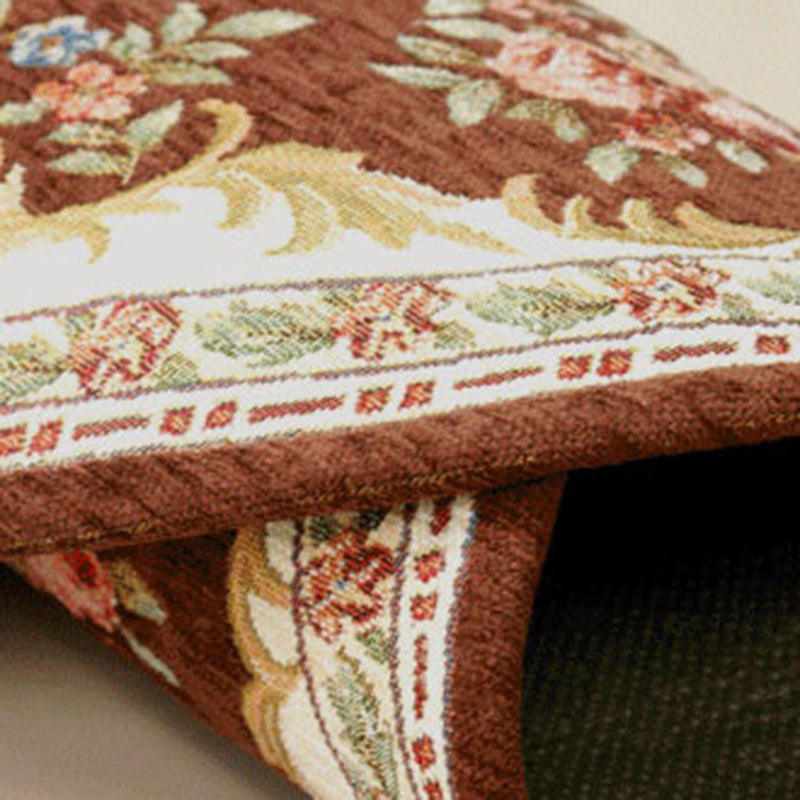 Round Gray Tone Modern Indoor Rug Polyester French Floral Print Rug Non-Slip Backing Indoor Rug for Living Room