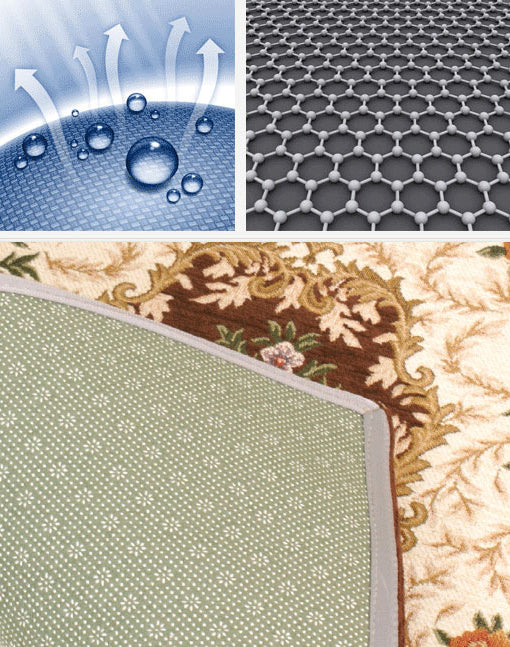 Round Gray Tone Modern Indoor Rug Polyester French Floral Print Rug Non-Slip Backing Indoor Rug for Living Room