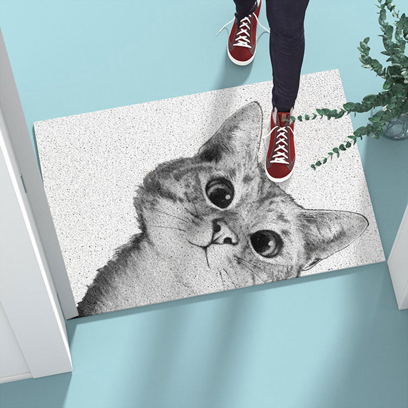 Grey Tone Home Decoration Carpet Bionic Cat Printed Area Rug Polyester with Non-Slip Backing Rug
