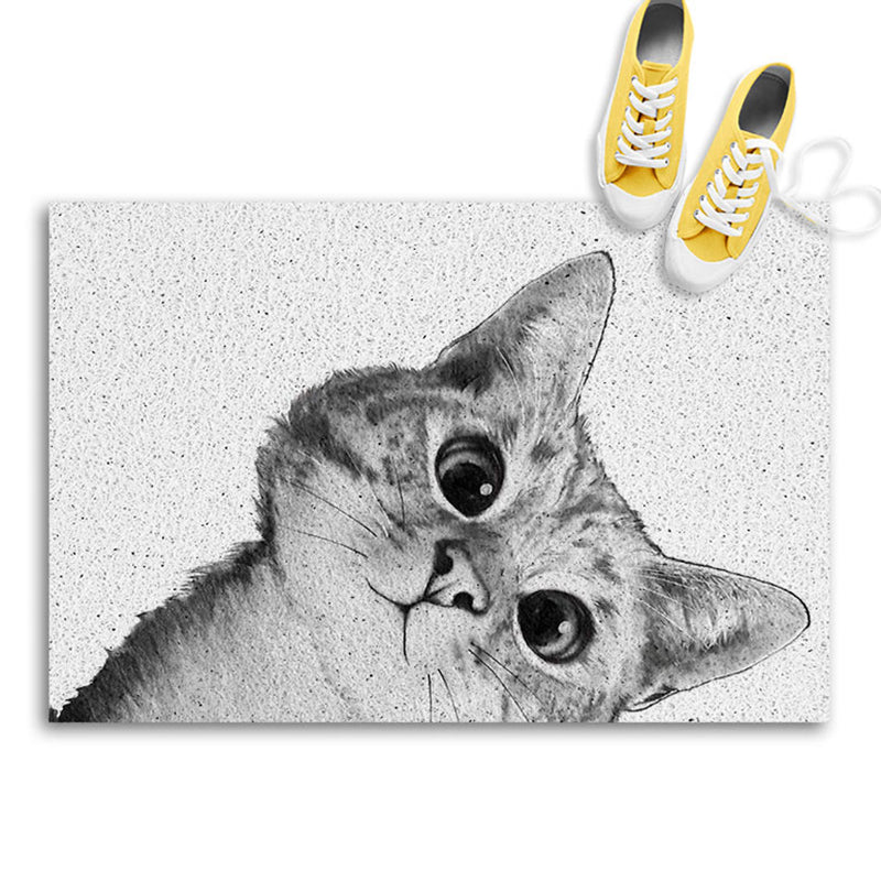 Grey Tone Home Decoration Carpet Bionic Cat Printed Area Rug Polyester with Non-Slip Backing Rug