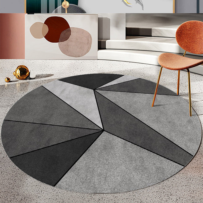 Simplicity Geometric Pattern Rug Creative Modern Round Carpet Polyester Friendly Washable Rug for Home Decoration