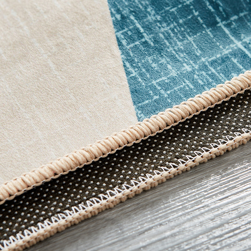 Blue Tone Modern Indoor Rug Polyester Leaves Print Carpet Easy Care Rug for Home Decoration