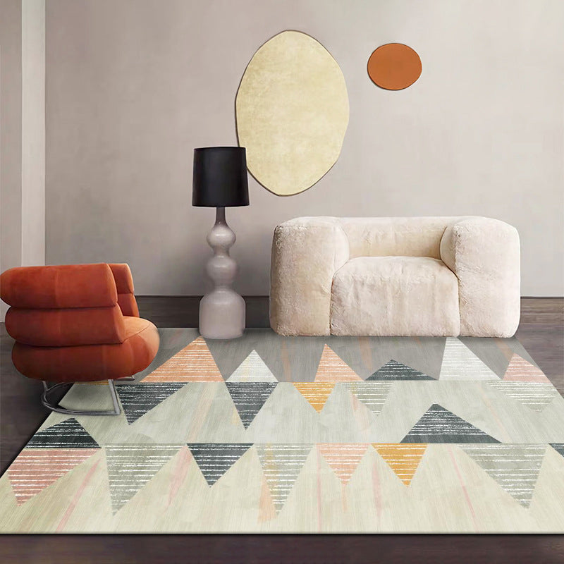 Trendy Geometric Pattern Area Rug Modern Comfort Rectangle Carpet Polyester Easy Care Area Carpet for Living Room