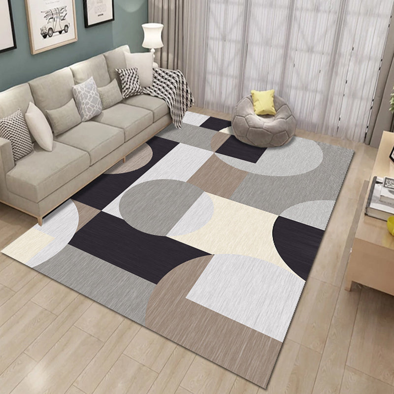 Trendy Geometry Pattern Indoor Rug Modern Individuality Rectangle Carpet Polyester Washable Rug for Home Decoration