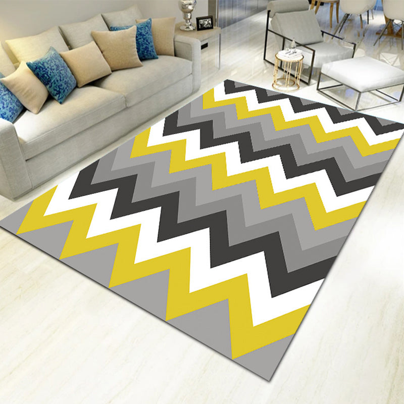 Trendy Geometry Pattern Indoor Rug Modern Individuality Rectangle Carpet Polyester Washable Rug for Home Decoration