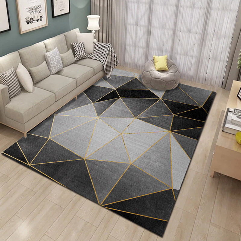 Trendy Geometry Pattern Indoor Rug Modern Individuality Rectangle Carpet Polyester Washable Rug for Home Decoration