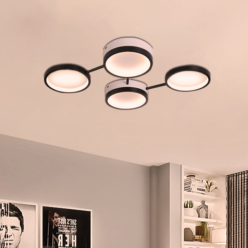Black Molecular LED Flush Light Nordic Acrylic 4/5 Light Living Room Ceiling Lamp in Warm/White Light