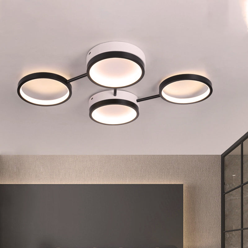 Black Molecular LED Flush Light Nordic Acrylic 4/5 Light Living Room Ceiling Lamp in Warm/White Light