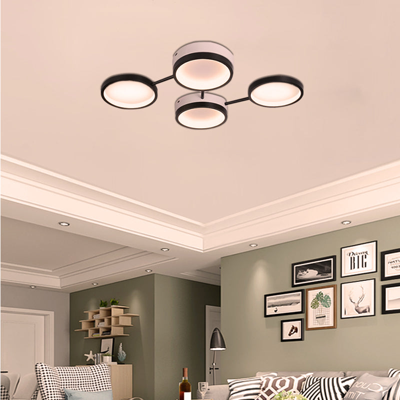 Black Molecular LED Flush Light Nordic Acrylic 4/5 Light Living Room Ceiling Lamp in Warm/White Light