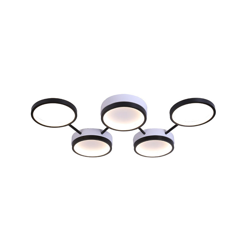 Black Molecular LED Flush Light Nordic Acrylic 4/5 Light Living Room Ceiling Lamp in Warm/White Light
