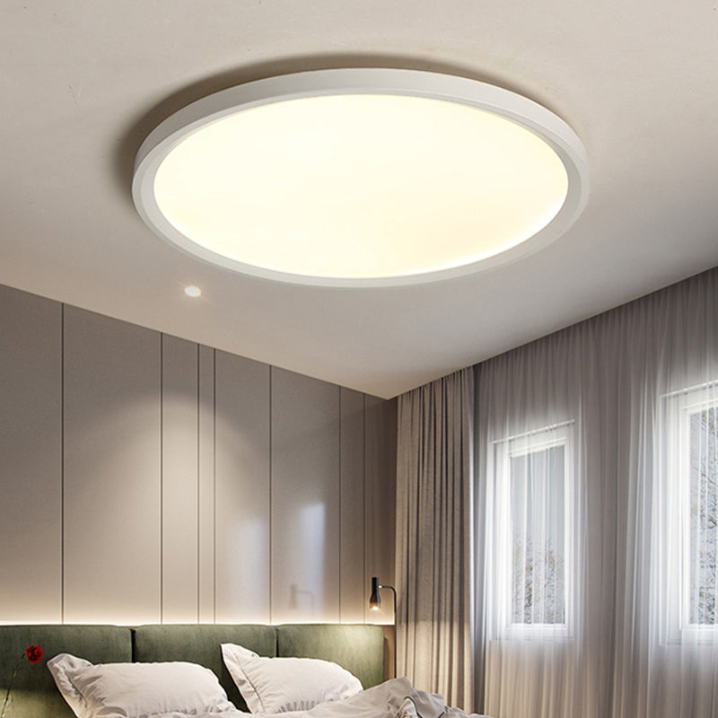 Minimalist White Disc Flush Light 16"/19.5"/23.5" Dia Super Thin Acrylic LED Ceiling Lamp in Warm/White Light/Remote Control Stepless Dimming