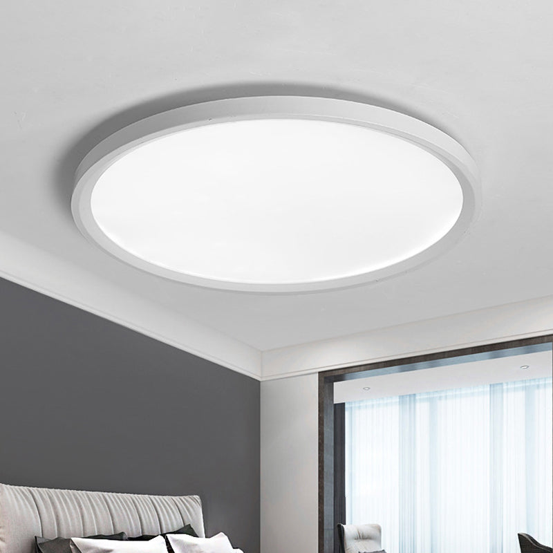 Minimalist White Disc Flush Light 16"/19.5"/23.5" Dia Super Thin Acrylic LED Ceiling Lamp in Warm/White Light/Remote Control Stepless Dimming