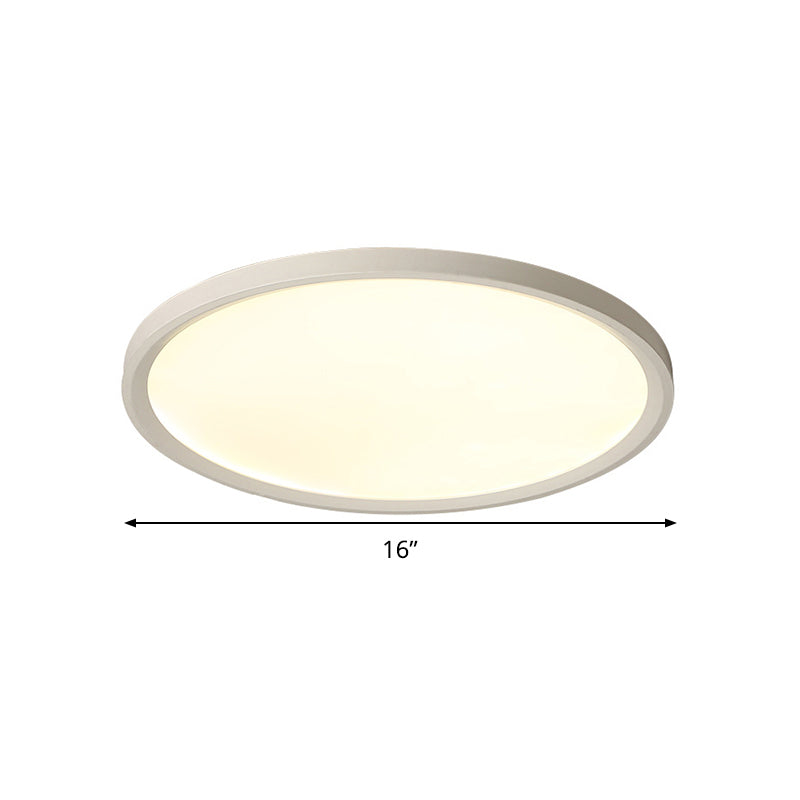 Minimalist White Disc Flush Light 16"/19.5"/23.5" Dia Super Thin Acrylic LED Ceiling Lamp in Warm/White Light/Remote Control Stepless Dimming