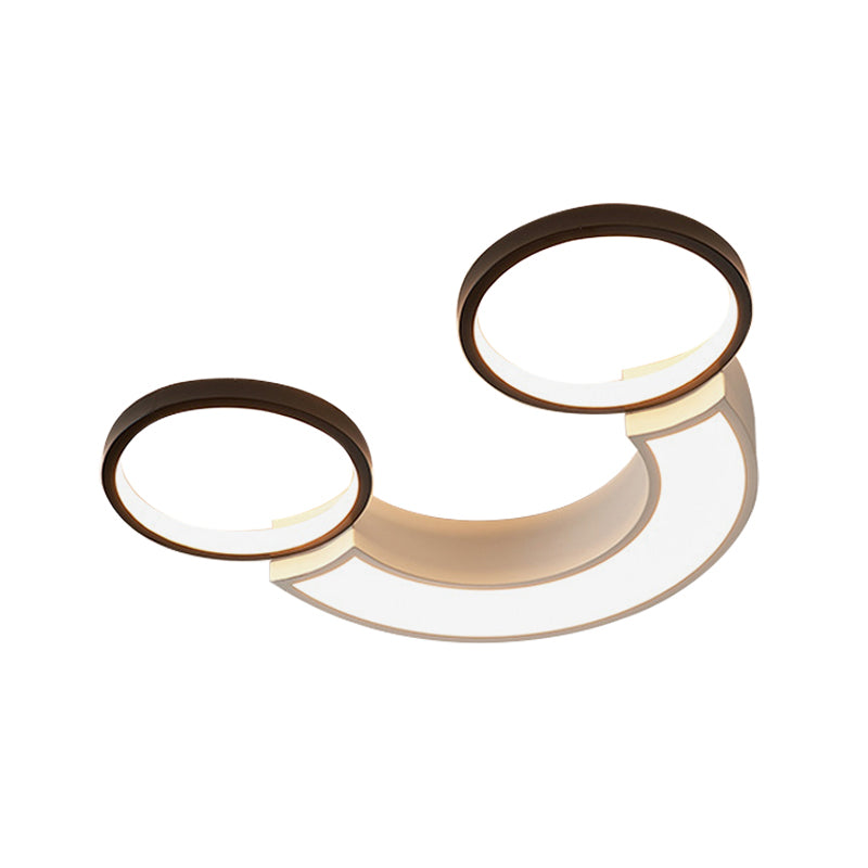 Nordic LED Ceiling Flush Light Acryl Black und White Smiley Flush Lighting in White Light/Fernbedienung Stepless Dimming