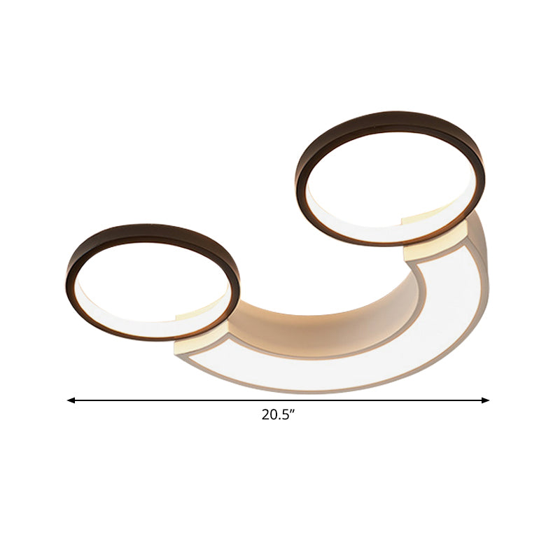 Nordic LED Ceiling Flush Light Acryl Black und White Smiley Flush Lighting in White Light/Fernbedienung Stepless Dimming