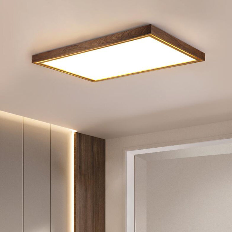 Modern Minimalist Wood Flush Mount 1-Light LED Flush Mount Ceiling Light for Bedroom